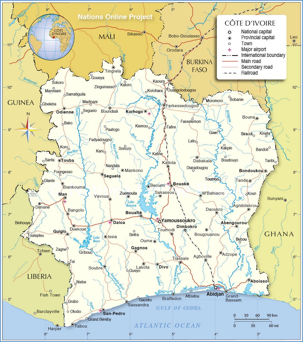 Bản đồ hành chính của Côte d'Ivoire