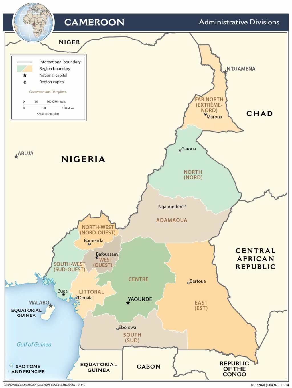 Bản đồ hành chính Cameroon