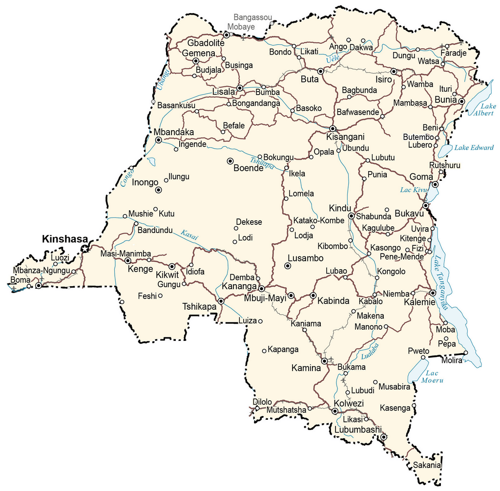 Bản đồ Cộng hòa Dân chủ Congo