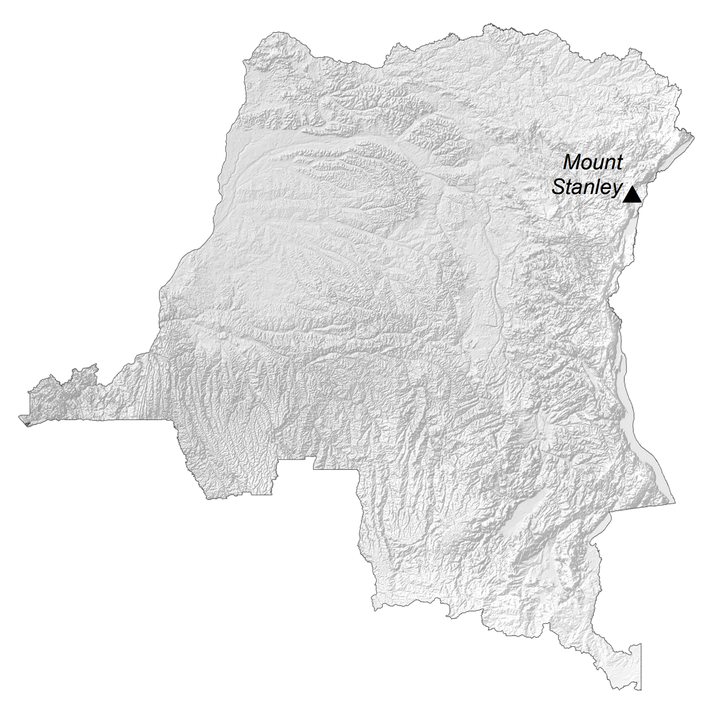 Bản đồ độ cao Cộng hòa Dân chủ Congo