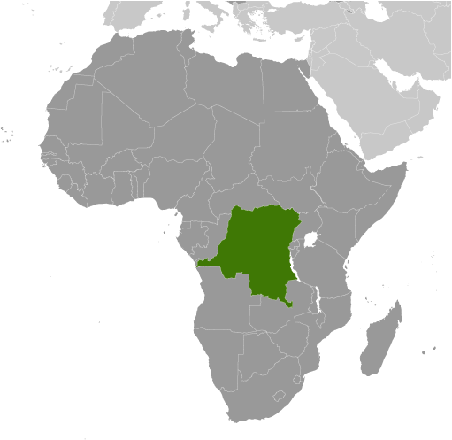 Bản đồ vị trí của Cộng hòa dân chủ Congo