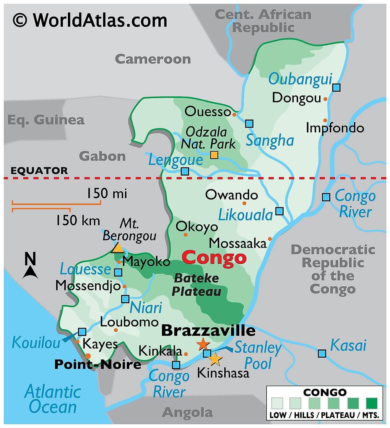 Bản đồ vật lý của Congo