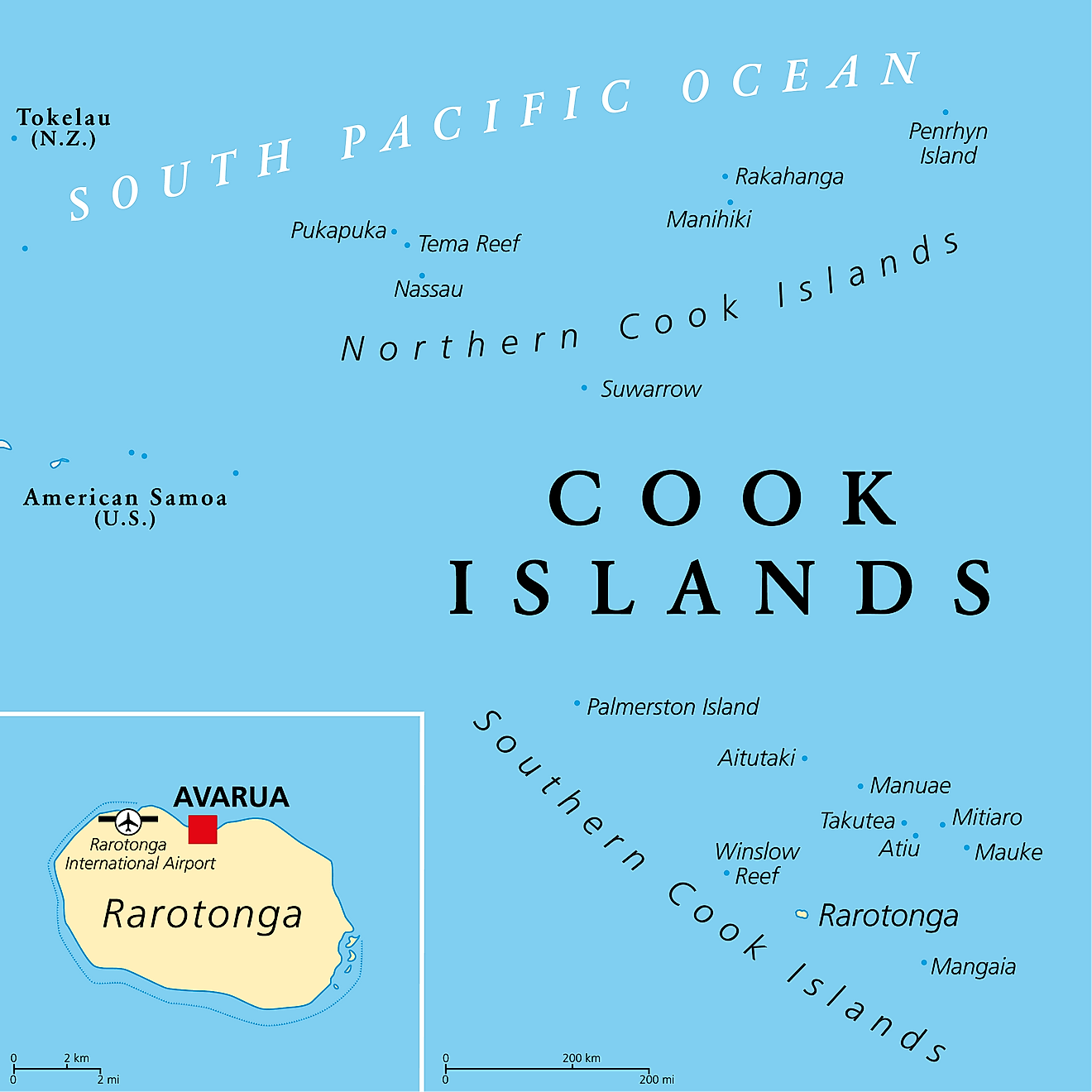 Bản đồ hành chính của quần đảo Cook