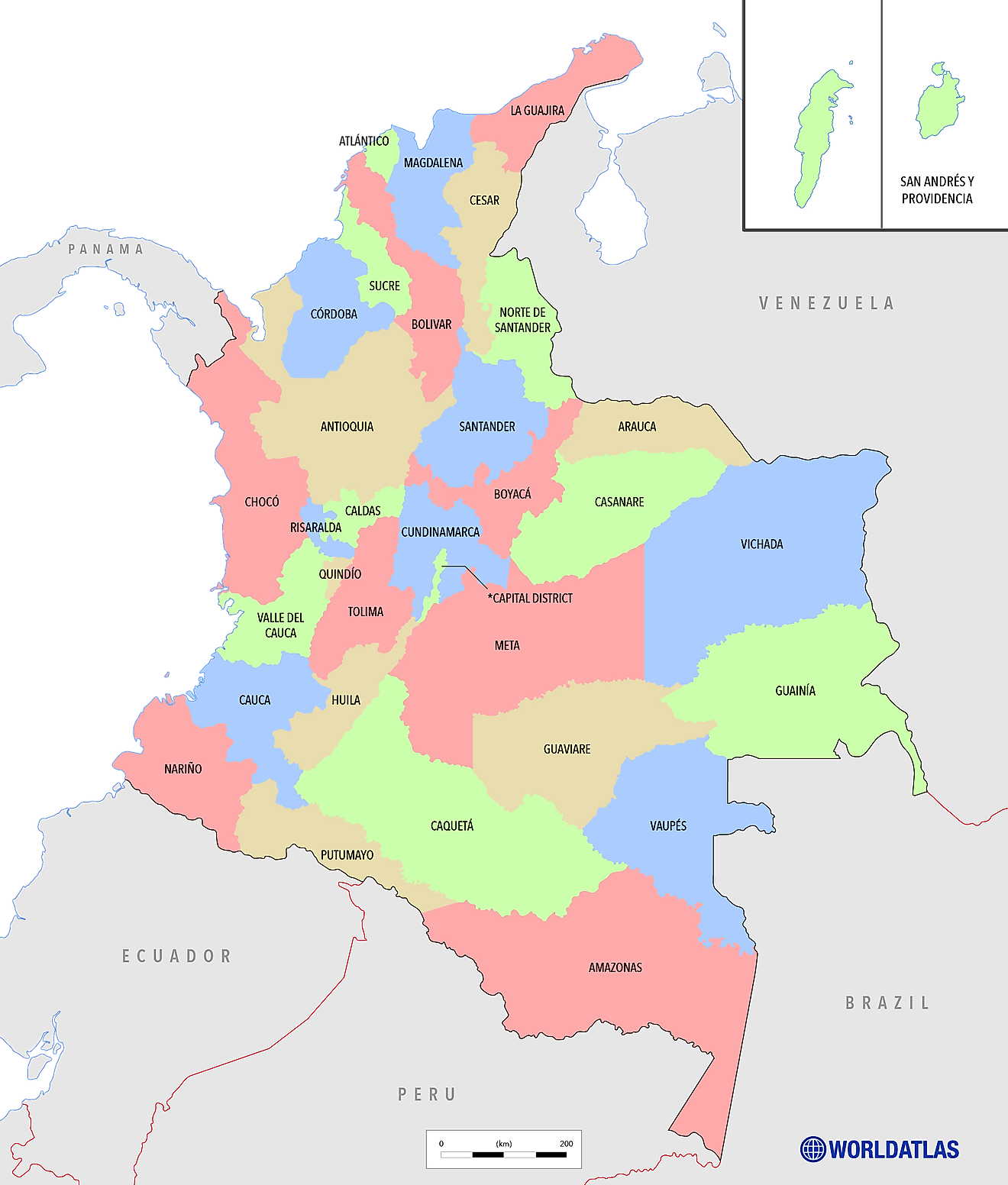 Bản đồ hành chính Colombia