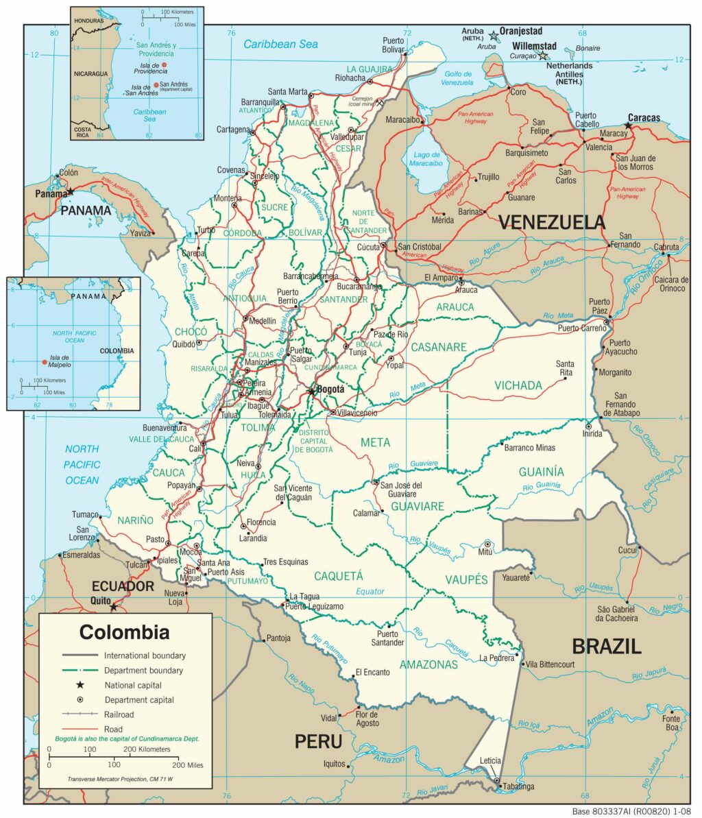 Bản đồ giao thông Colombia