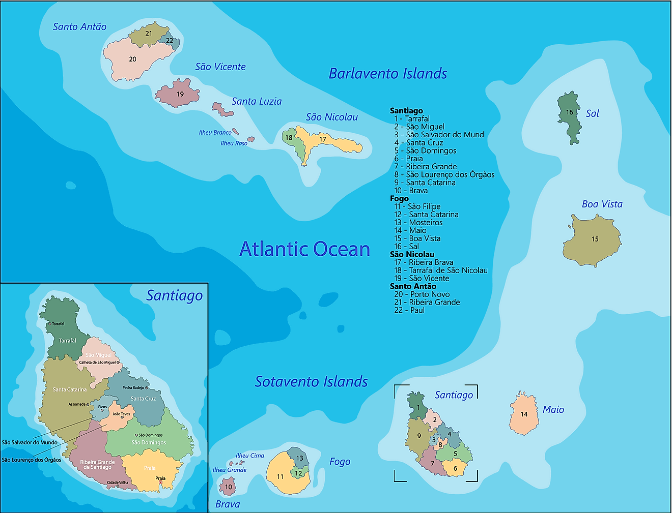 Các đô thị của Cape Verde Bản đồ