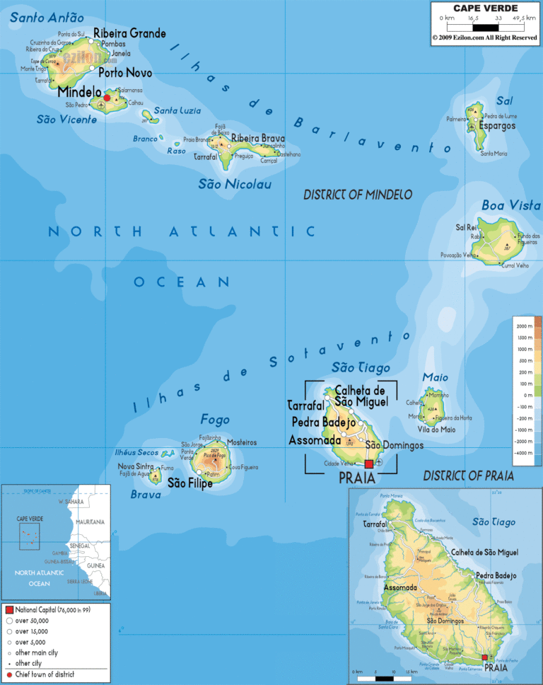Bản đồ tự nhiên Cabo Verde khổ lớn