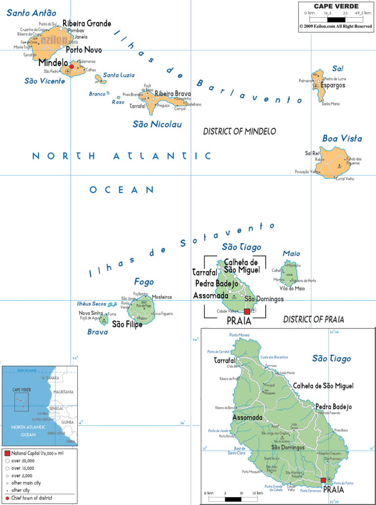 Bản đồ hành chính Cabo Verde khổ lớn