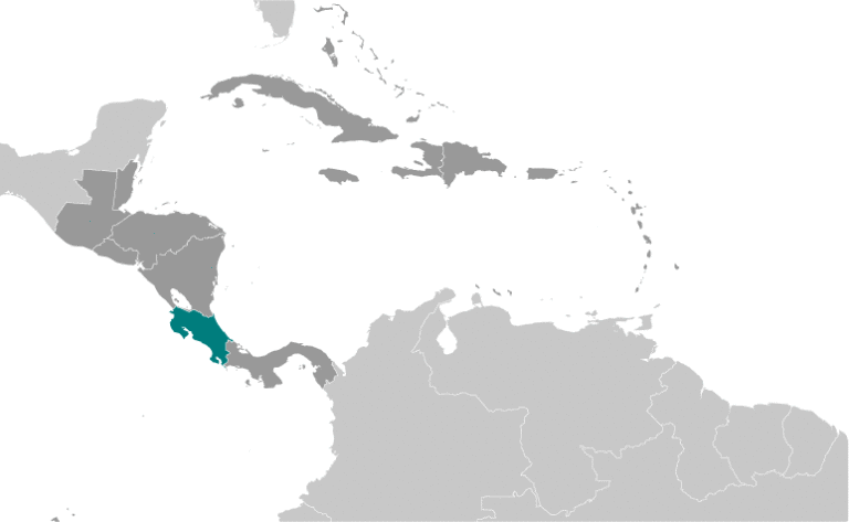 Bản đồ vị trí của Costa Rica