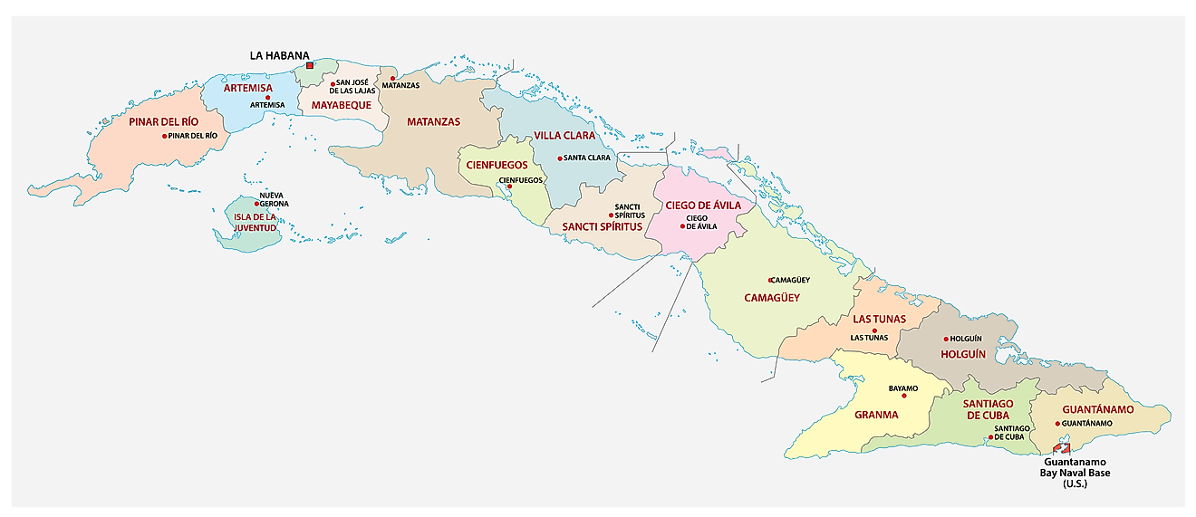 Các tỉnh của Cuba Bản đồ