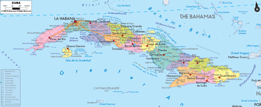 Bản đồ hành chính Cuba