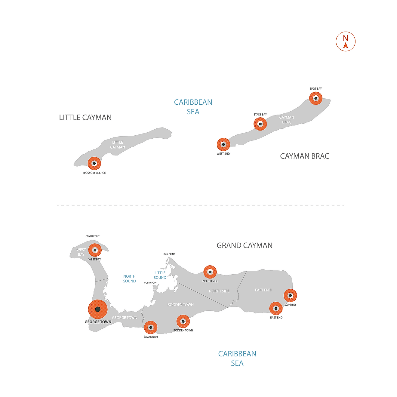 Bản đồ Quận của Quần đảo Cayman