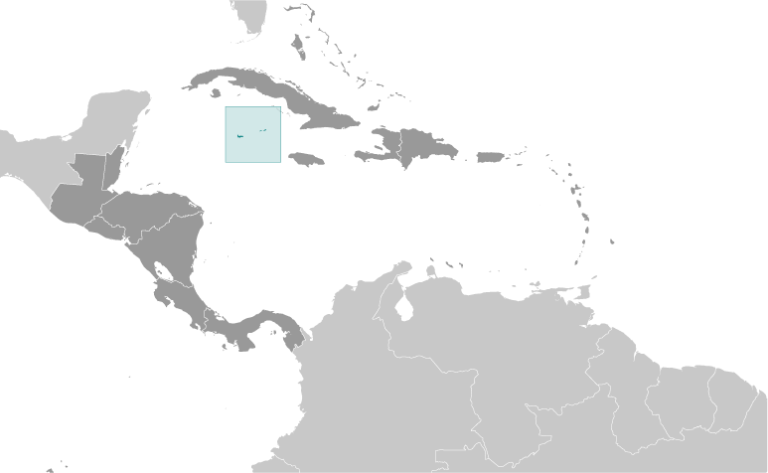 Bản đồ vị trí của quần đảo Cayman