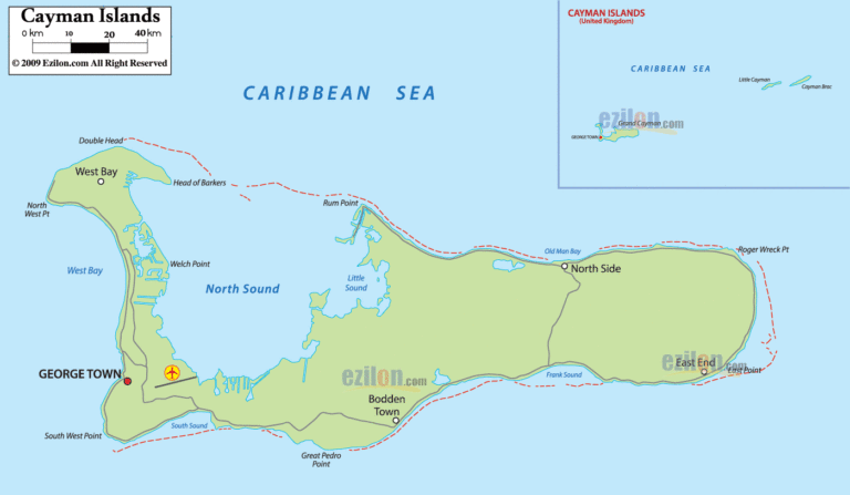 Bản đồ hành chính quần đảo Cayman khổ lớn