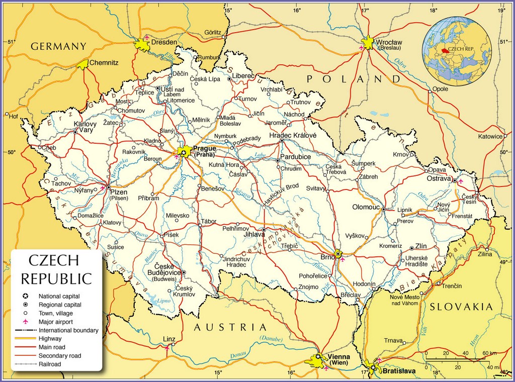 Bản đồ hành chính Cộng hòa Séc