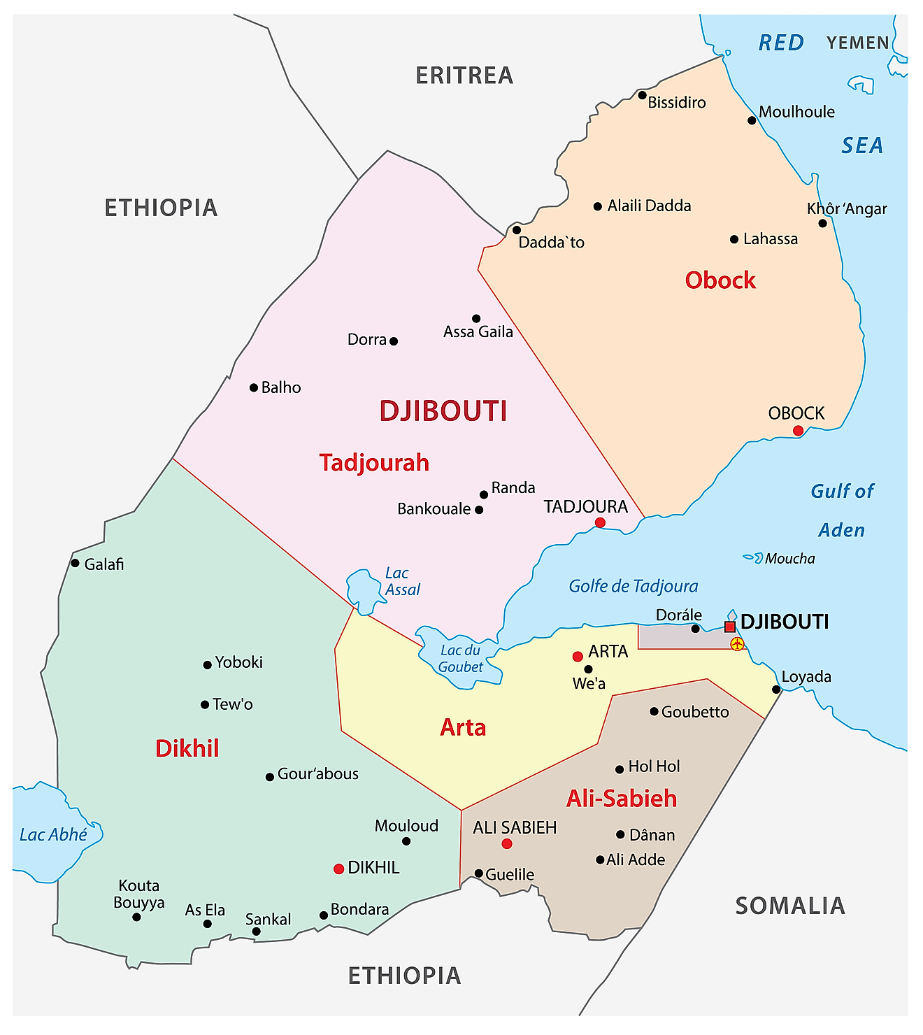 Các khu vực của Bản đồ Djibouti