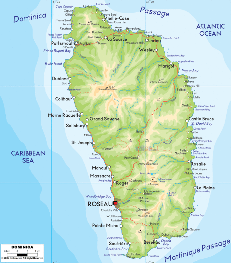 Bản đồ hành chính Dominica khổ lớn