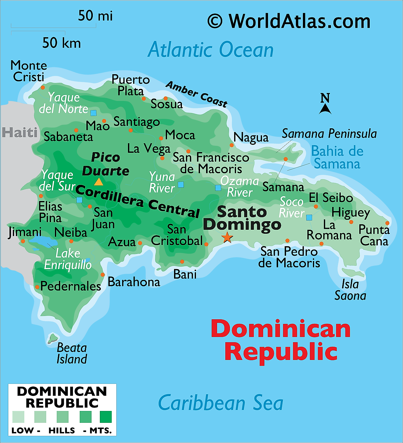 Physical Map of Dominican Republic