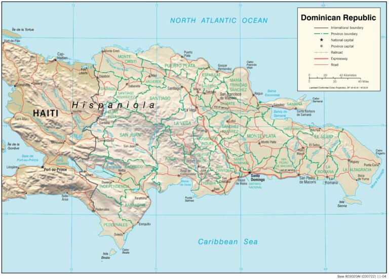 Bản đồ địa lý Cộng hòa Dominican