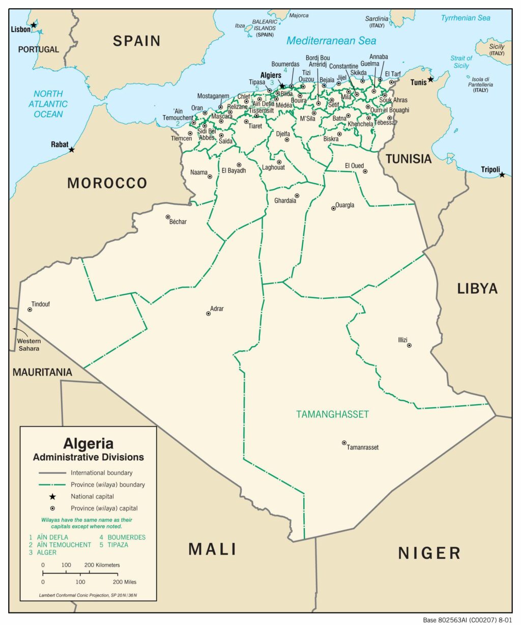 Bản đồ hành chính Algeria