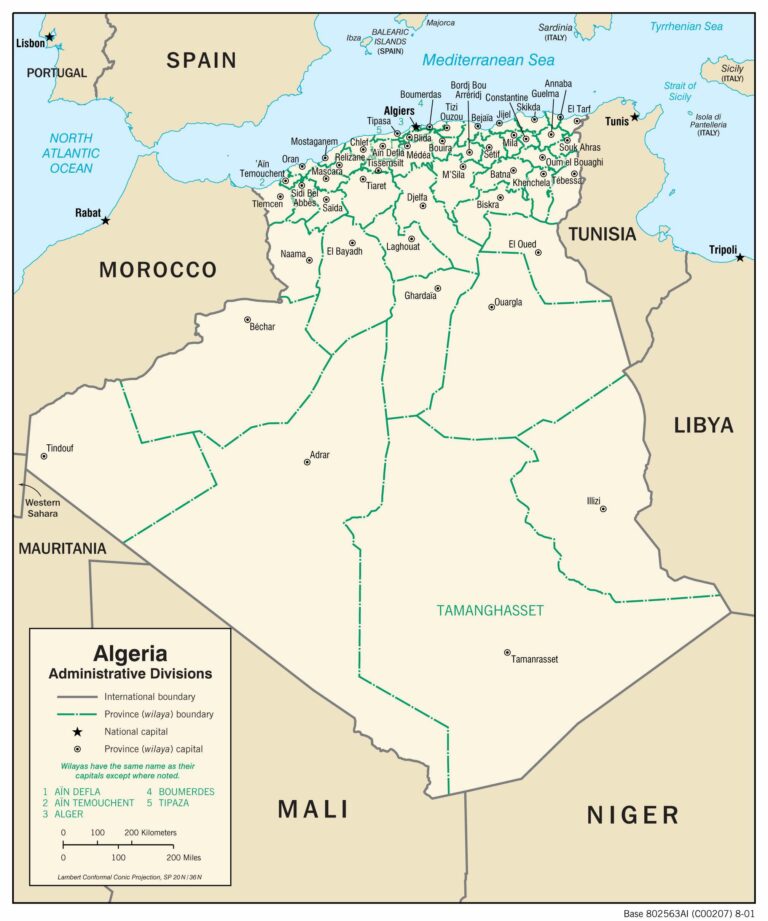 Bản đồ hành chính Algeria khổ lớn
