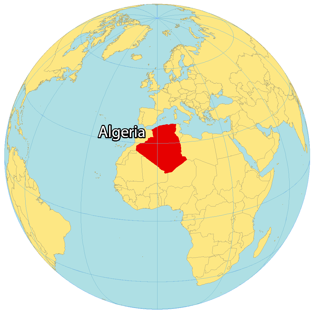 Bản đồ vị trí của Algérie. Nguồn: gisgeography.com