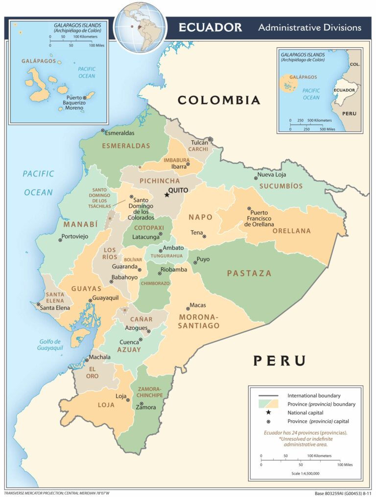 Bản đồ hành chính Ecuador khổ lớn