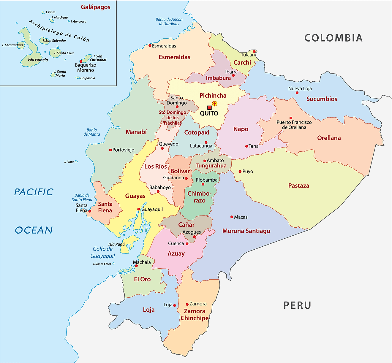Bản đồ các tỉnh của Ecuador