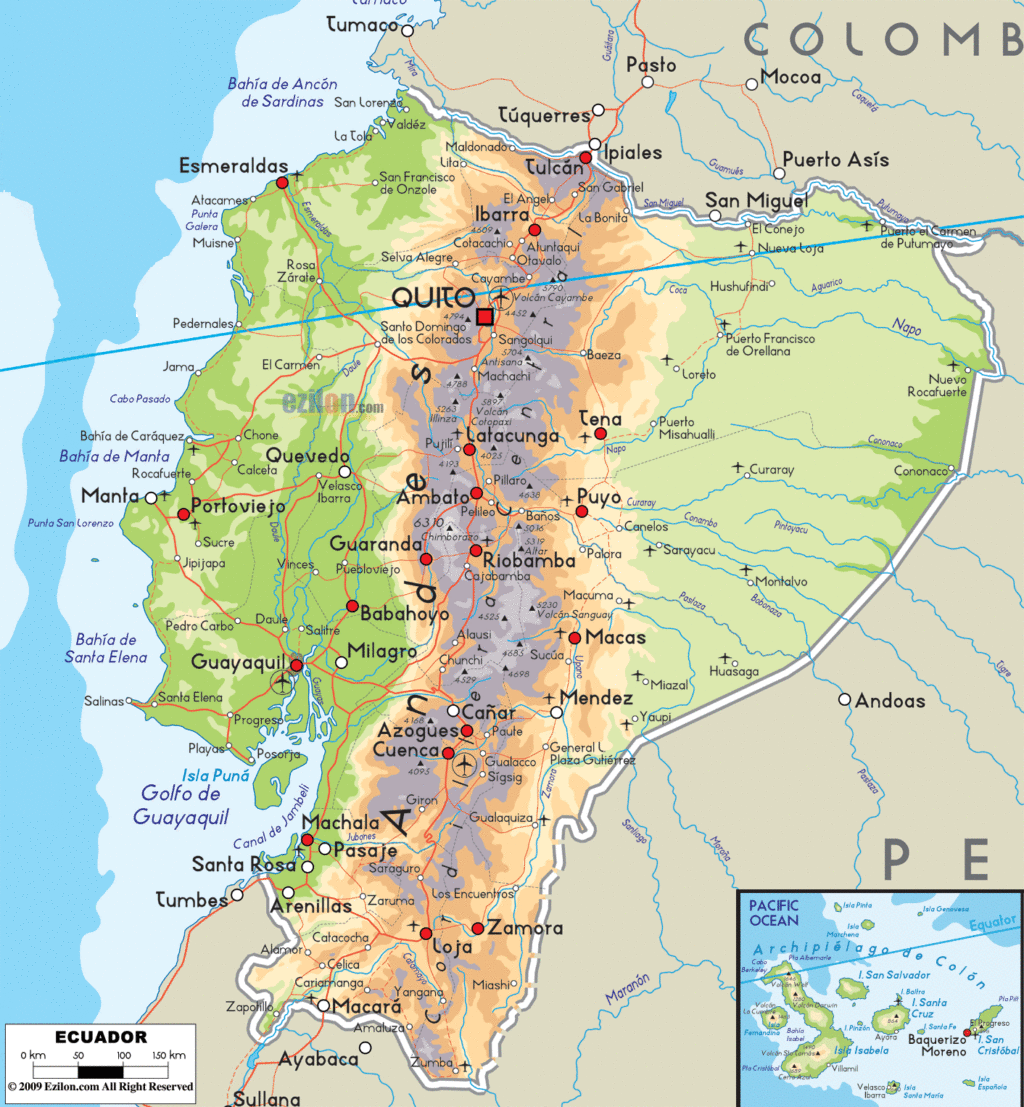 Bản đồ vật lý Ecuador