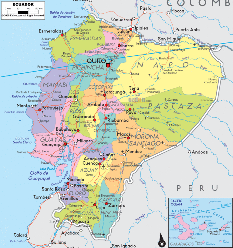 Bản đồ hành chính Ecuador khổ lớn