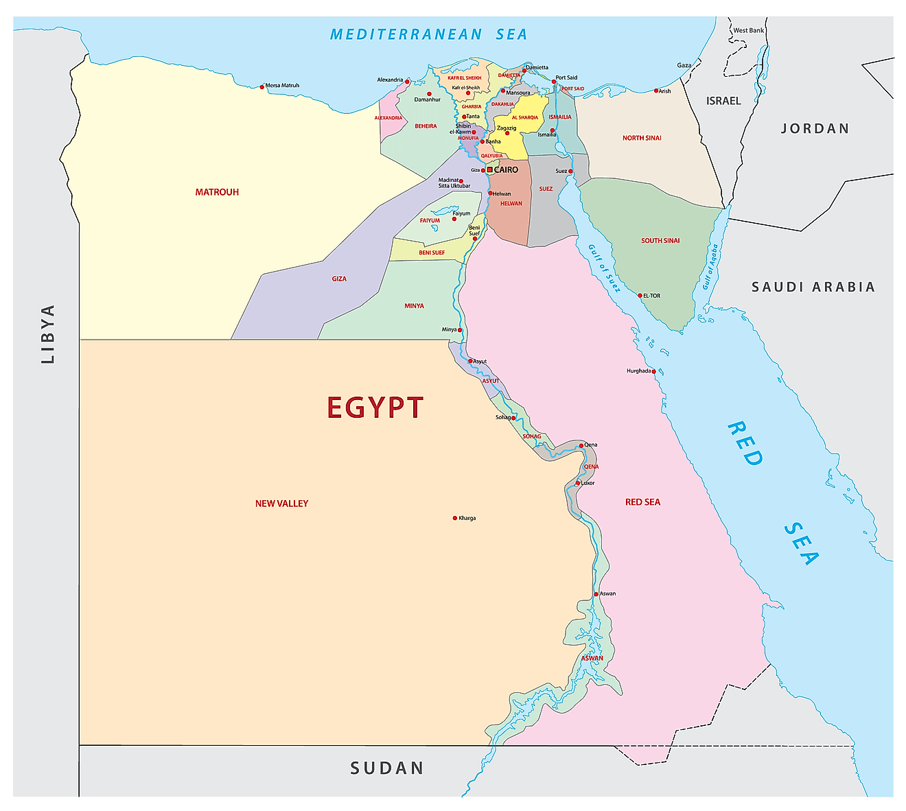 Bản đồ các tỉnh của Ai Cập