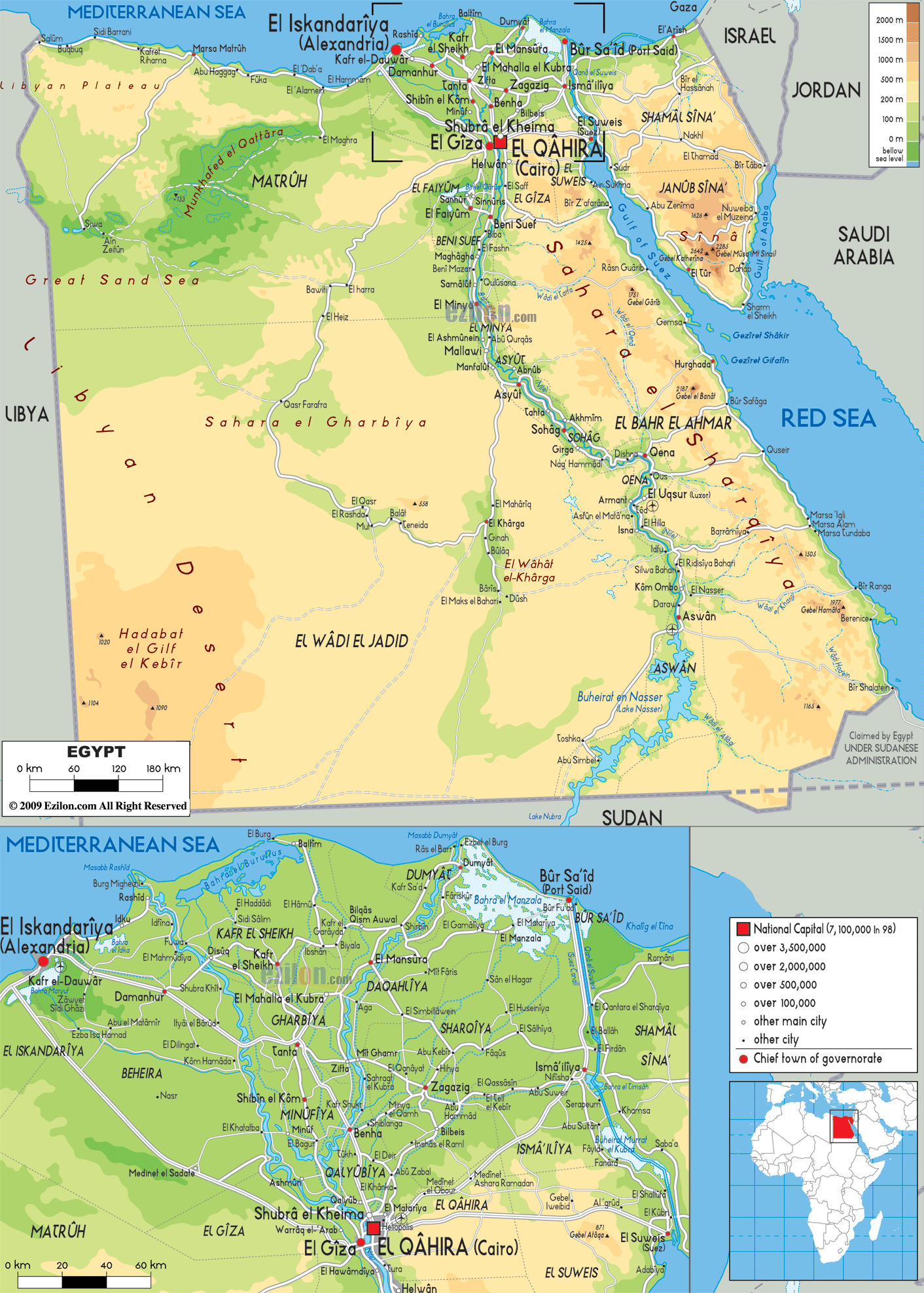 Bản đồ Ai Cập: Bản đồ Ai Cập không chỉ dẫn đường cho bạn đến những địa điểm lịch sử và du lịch hấp dẫn nhất của quốc gia này mà còn cho bạn cái nhìn toàn diện về vị trí, địa hình, địa lý và các yếu tố địa chất quan trọng khác trên mặt đất Ai Cập.