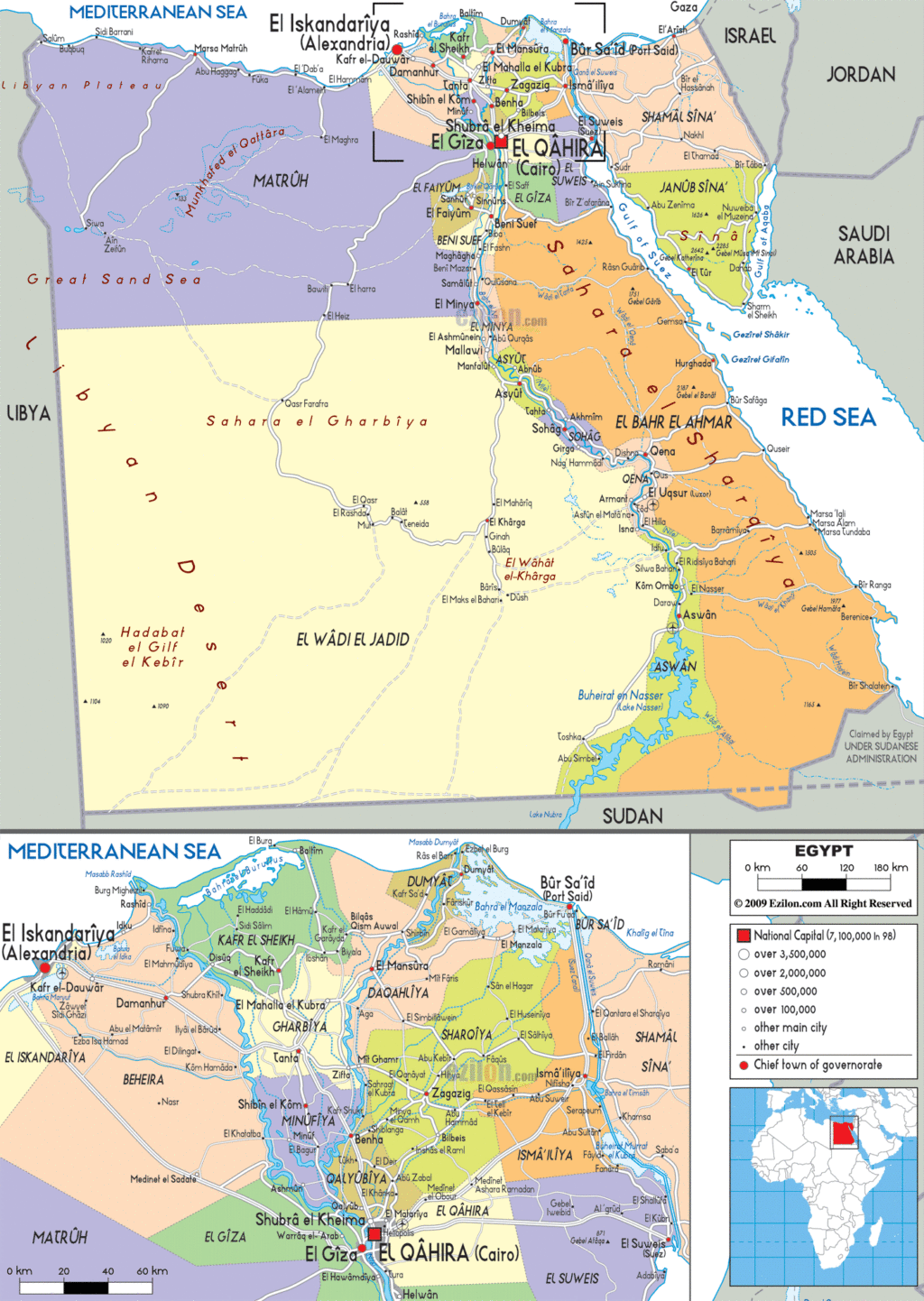 Egypt political map.