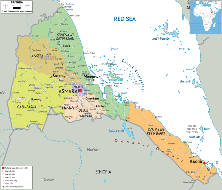Bản đồ hành chính Eritrea khổ lớn