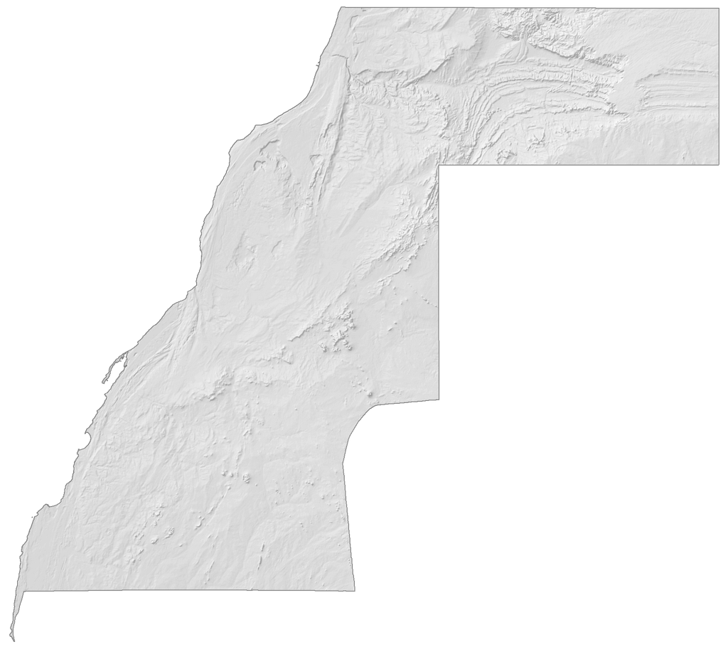 Bản đồ độ cao Tây Sahara