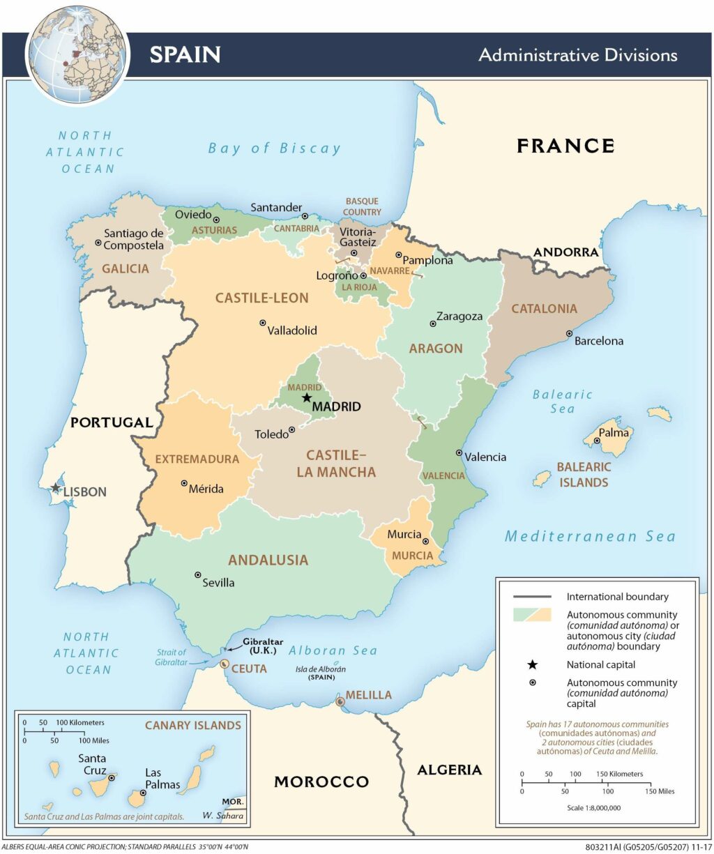 Bản đồ hành chính Tây Ban Nha