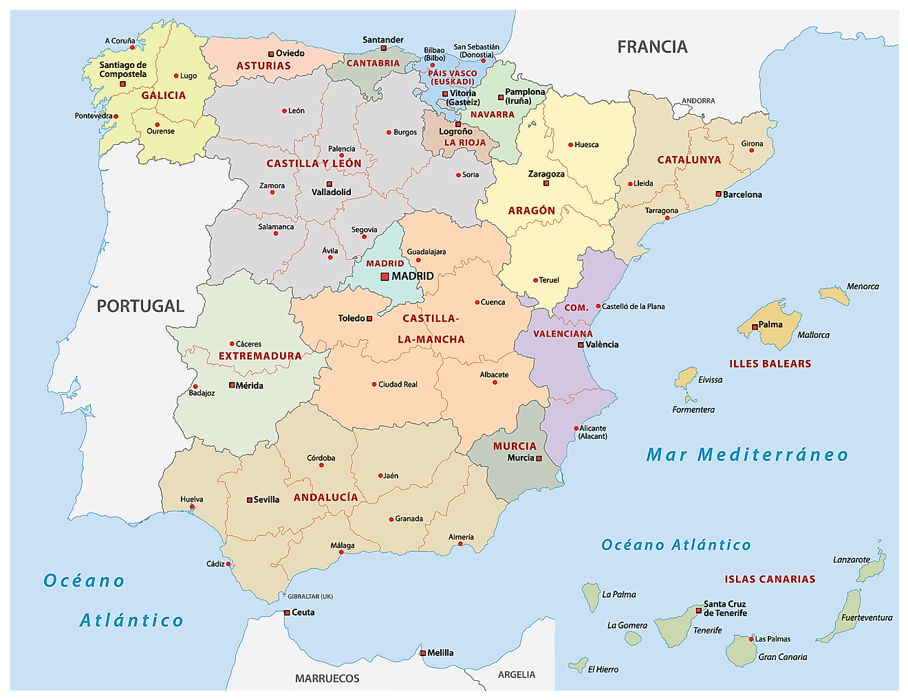 Cộng đồng Tây Ban Nha Bản đồ