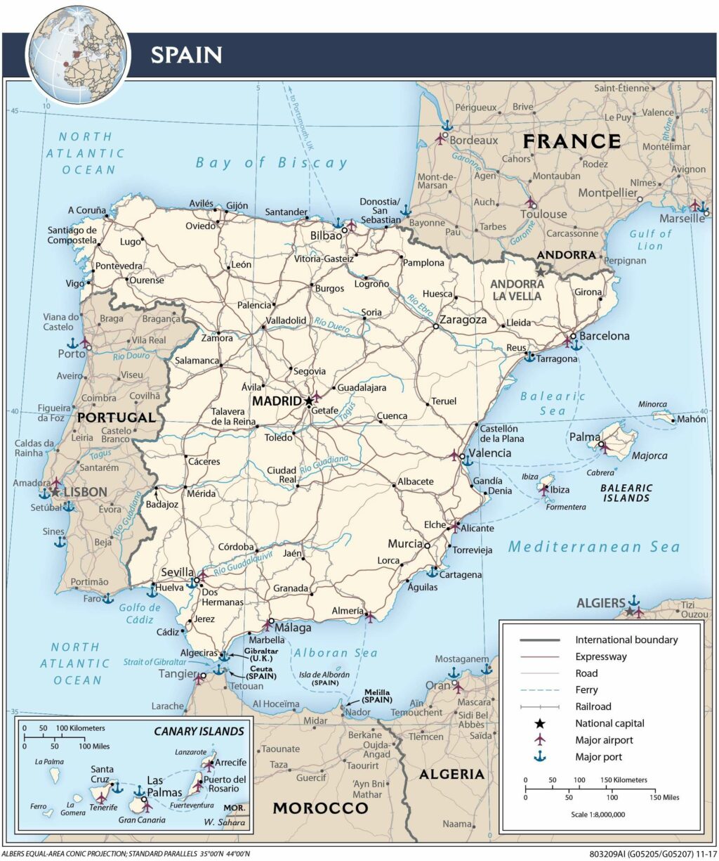 Bản đồ giao thông Tây Ban Nha
