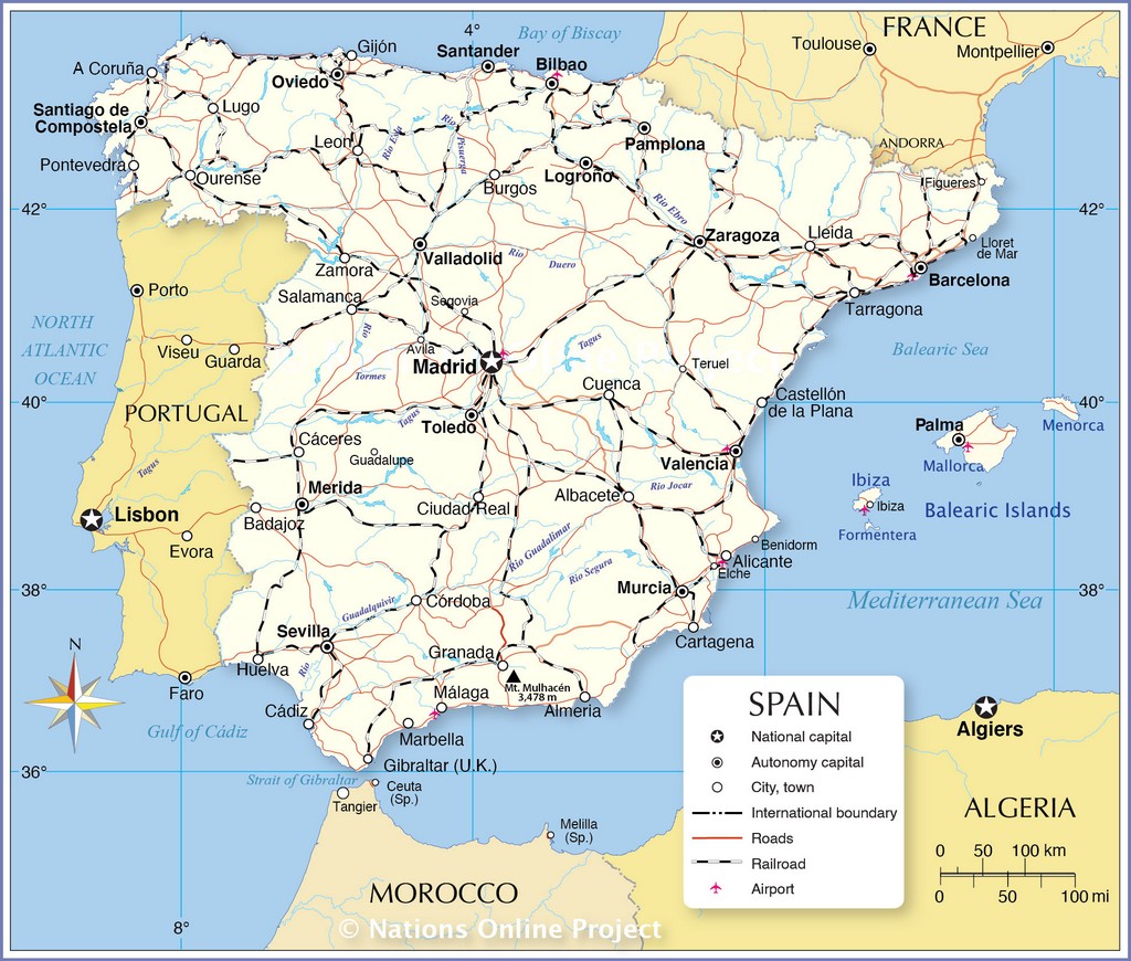 Bản đồ hành chính của Tây Ban Nha