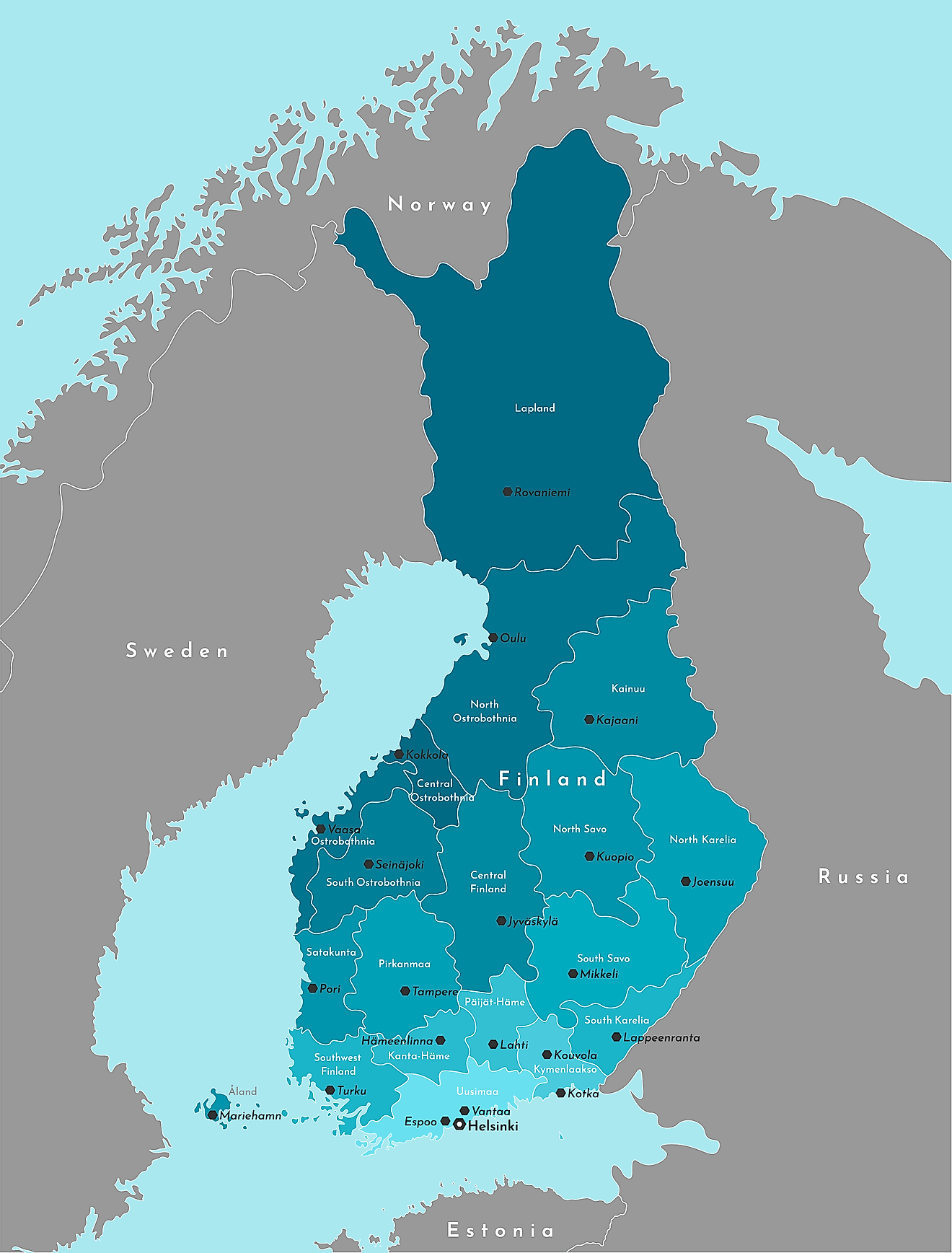 Bản đồ các vùng của Phần Lan