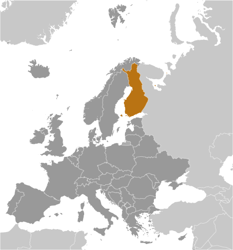 Bản đồ vị trí của Phần Lan