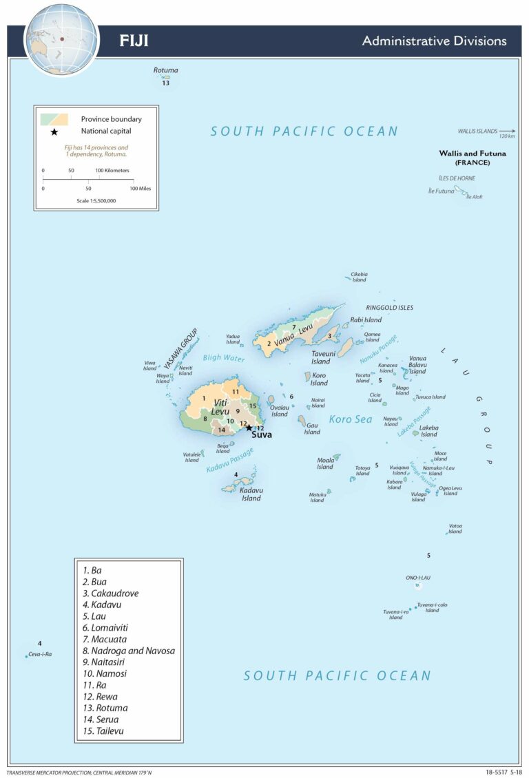 Bản đồ hành chính Fiji khổ lớn