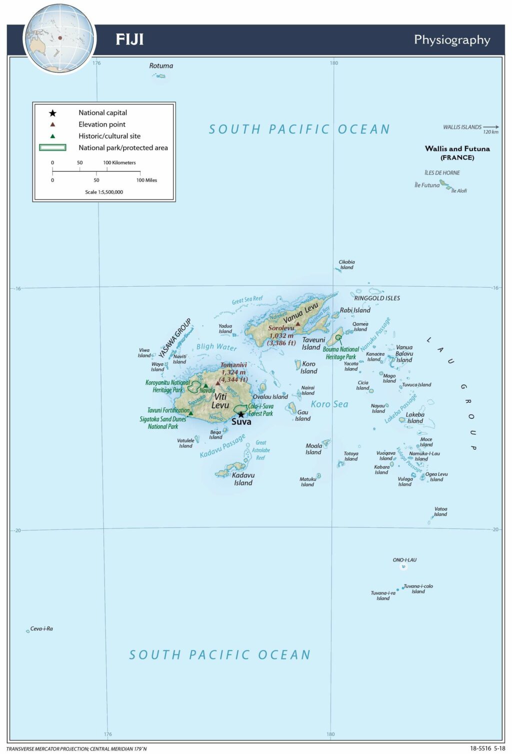 Bản đồ vật lý Fiji