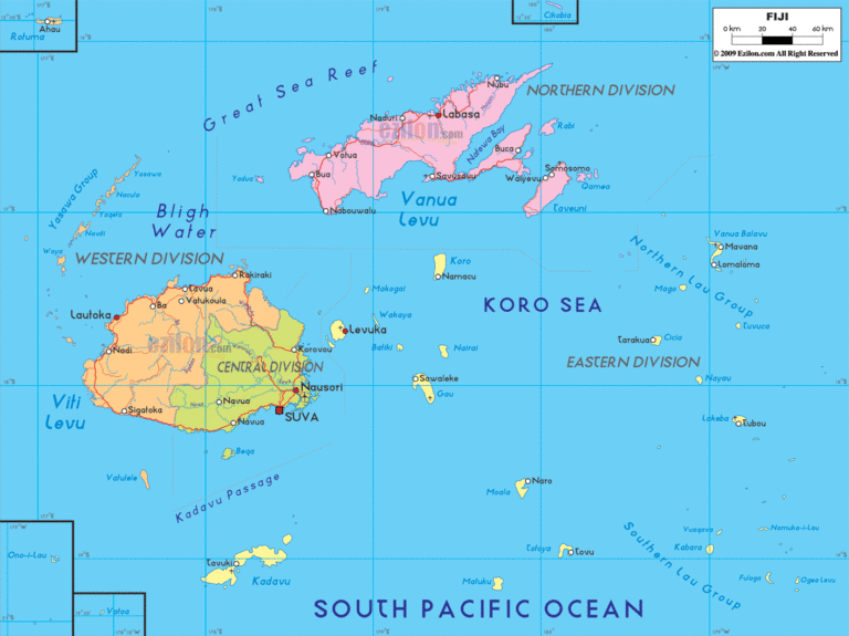 Bản đồ hành chính Fiji khổ lớn