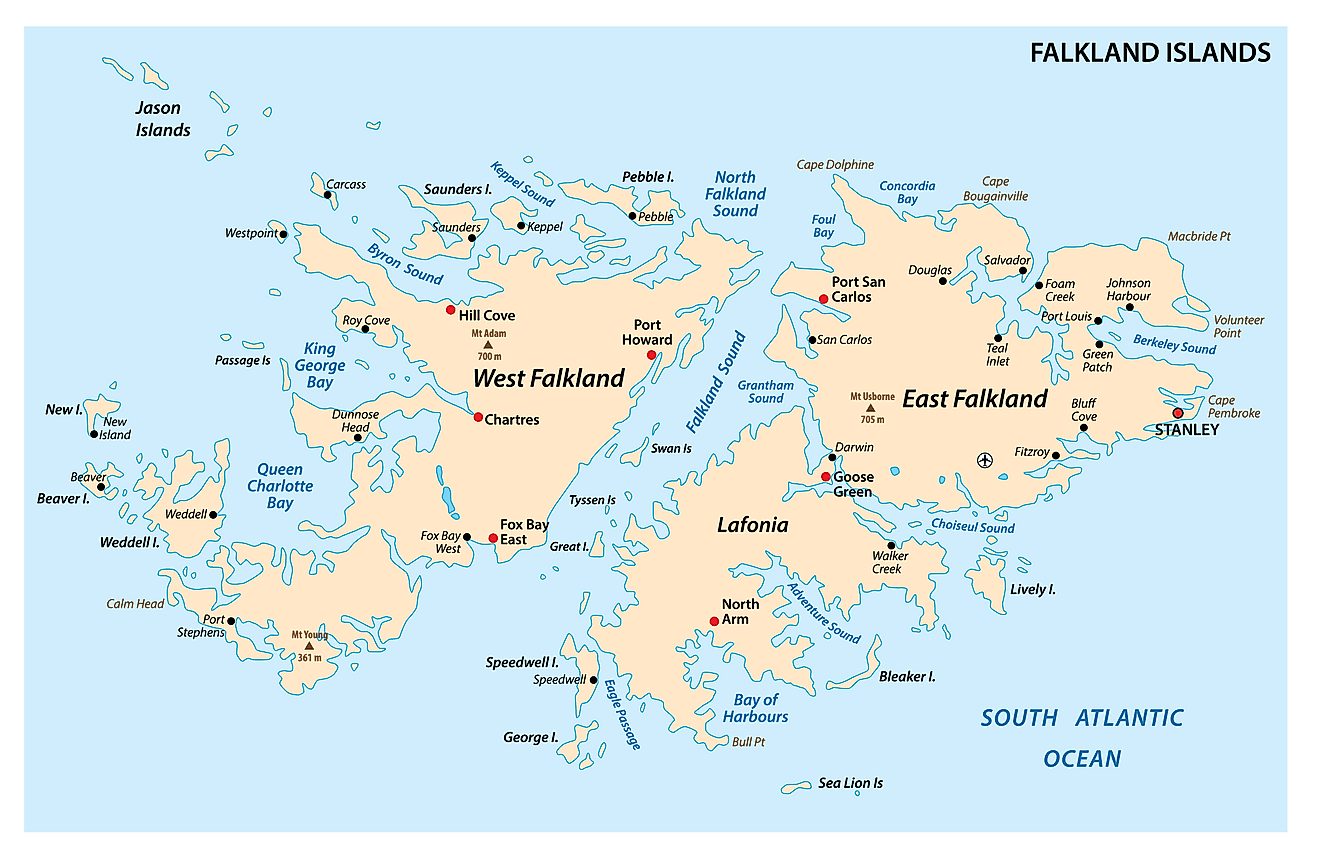 Bản đồ hành chính Quần đảo Falkland