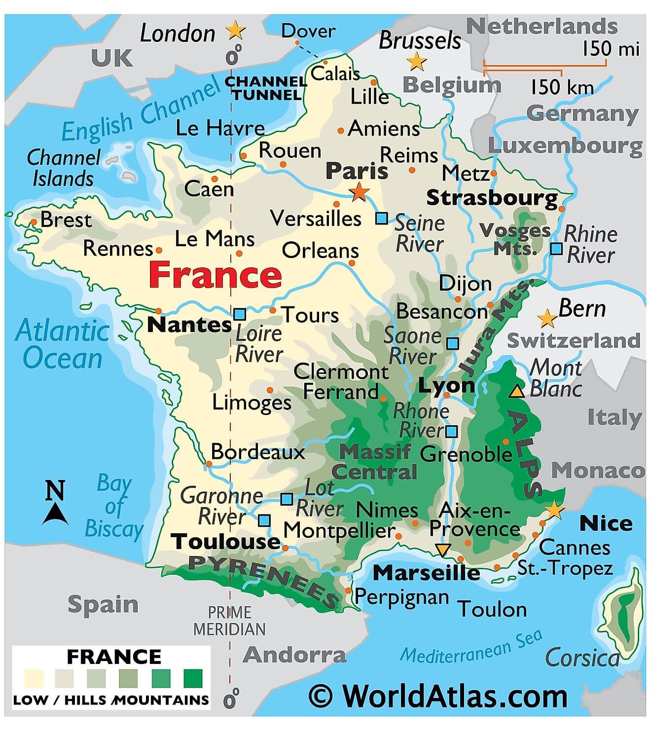 Bản đồ vật lý của Pháp