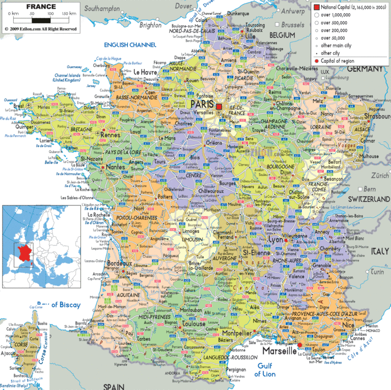 Bản đồ hành chính Pháp khổ lớn