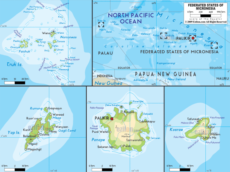 Bản đồ hành chính Micronesia khổ lớn