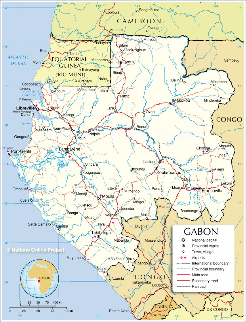 Bản đồ hành chính của Gabon