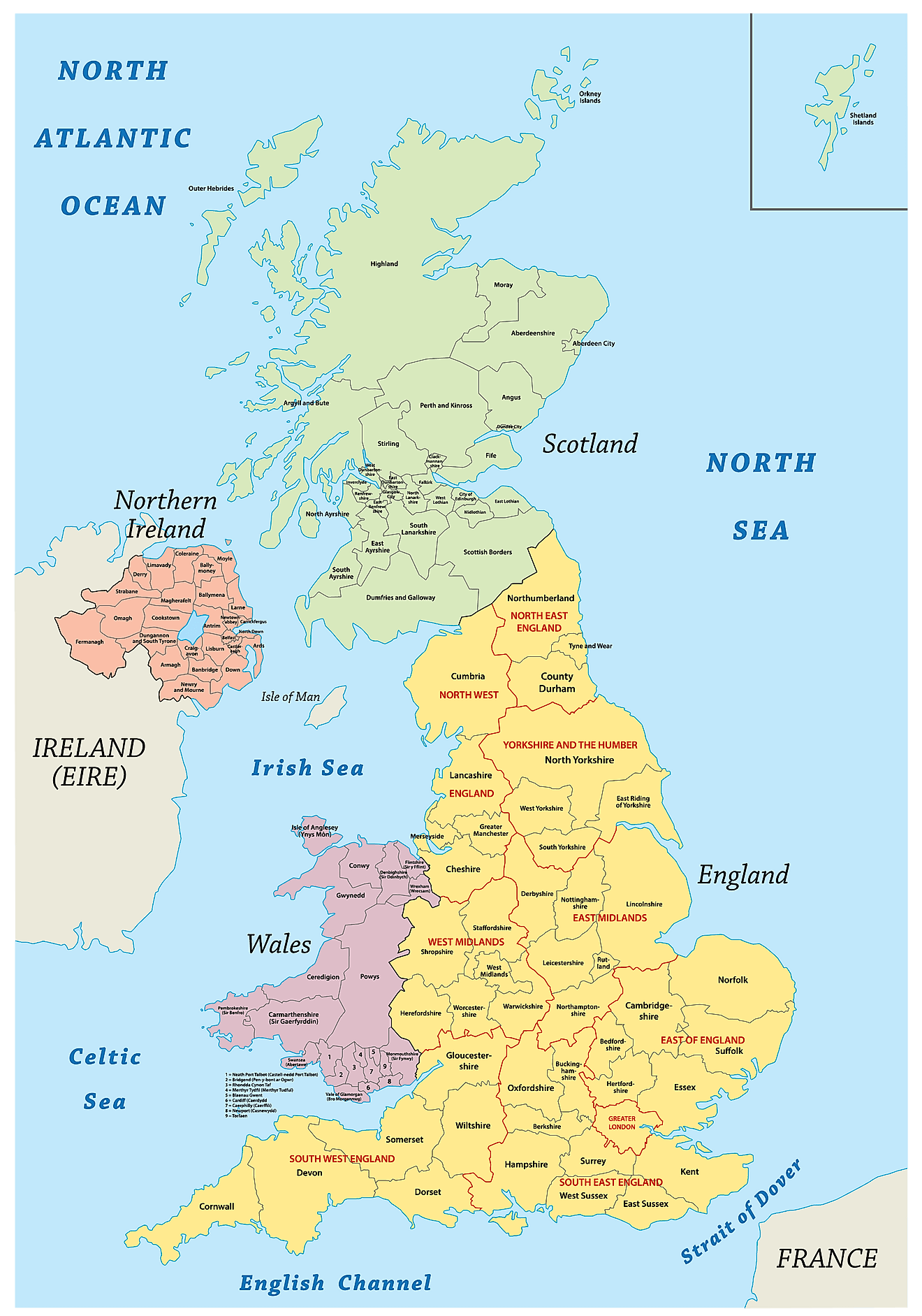 Bản đồ hành chính của Vương quốc Anh